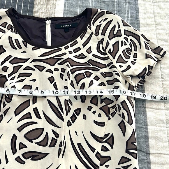 Jaeger, 100% Silk Brown & Ivory Abstract Sheath Dress – Excellent Cond., Size 6 - Picture 10 of 11